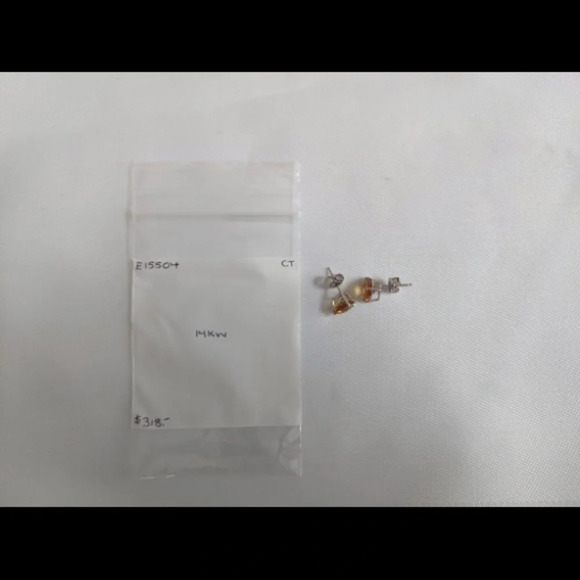 Brand New $318 Citrine Stud Earrings in 14k White Gold - Picture 3 of 3